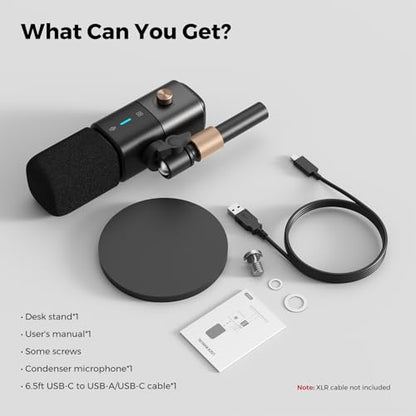 NearStream AM25X Gen3 USB/XLR Podcast Microphone for PC/Audio Mixer | Condenser Mic with Desk Stand for for Stream/Podcast, USB-C Noise Canceling, Volume, Headphone Jack, Mute; XLR for Mixer