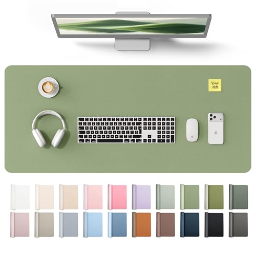 YSAGi Leather Desk Protector, Office Mat, Large Mouse Mat, Non-Slip PU Leather Blotter, Laptop Desk Mat, Waterproof Writing Pad for Office and Home(Bamboo Green, 42" x 17.2") - color: Bamboo Green, size: 42" x 17.2"