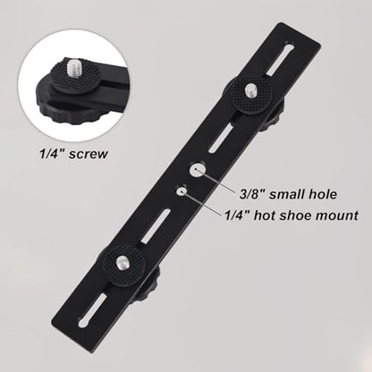 2pcs Dual Flash Brackets, Aluminum Alloy Premium Dual Flash Bracket Extension Bar with 1/4" Hot Shoe Mount Suitable for Camera Tripod Led Light Microphone
