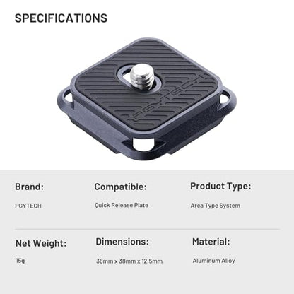 PGYTECH 2 Pcs Arca-Type Quick Release Plates Parts Replacement Switch Between Tripod, Monopod, Slider Arca Swiss Compatible - size: 2 Pieces