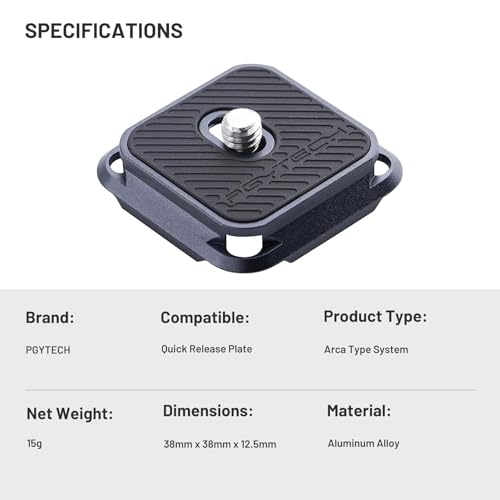 PGYTECH 2 Pcs Arca-Type Quick Release Plates Parts Replacement Switch Between Tripod, Monopod, Slider Arca Swiss Compatible - size: 2 Pieces