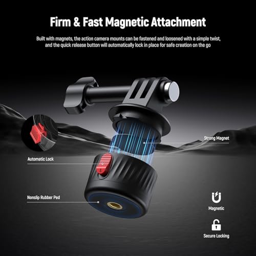NEEWER Magnetic Action Camera Mount Kit, Compatible with GoPro Hero 13 12 11 Max DJI Osmo Action Insta360, ABS Magnetic Quick Release Mount for POV Shots, GP-24 - style: GP-24