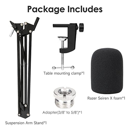 For Razer Seiren X Boom Arm, Heavy Duty Microphone Stand with Foam Cover & Adapter, Mic Arm Compatible with Blue Yeti, HyperX QuadCast, Shure SM7B, FIFINE K688 and more by WIBOND - color: Boom Arm