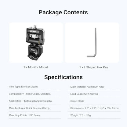 NEEWER Quick Release Monitor Mount for Phone Cage, Video Rig Stabilizer Mobile Photography Accessories Holder Compatible with iPhone Samsung Android F700 Camera Field Monitor, PA127 - style: PA127 for Phone Cage