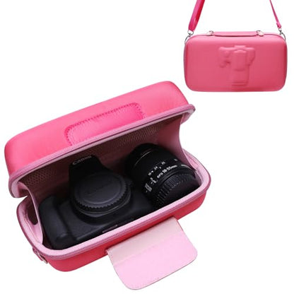LTGEM Camera Case for Canon EOS Rebel T7 / R50 / R100 / R50 V / T6 / R8 / R10 / RP / SL3 / R5 / T100 DSLR SLR Camera and 18-55mm/18-45mm Lens with Shoulder Strap, Magenta+Pink - color: Magenta+Pink