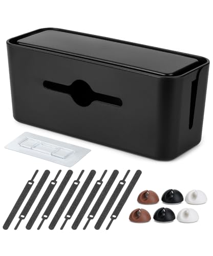 Bates- Cable Management Box, Large, Cable Organizer Box, Cord Organizer Box, Cable Box Organizer, Cord Management Box, Cord Hider Box, Cord Box for Wires on Floor, Power Strip Cover Box Baby Proof
