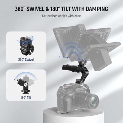 NEEWER CA007+MA006 Top Handle & Monitor Mount Set, Black, Compatible with 5" & 7" Field Monitor, Camera Cage & Gimbal, 3/8" ARRI Locating + Cold Shoe, 22lb Load Capacity - style: CA007+MA006