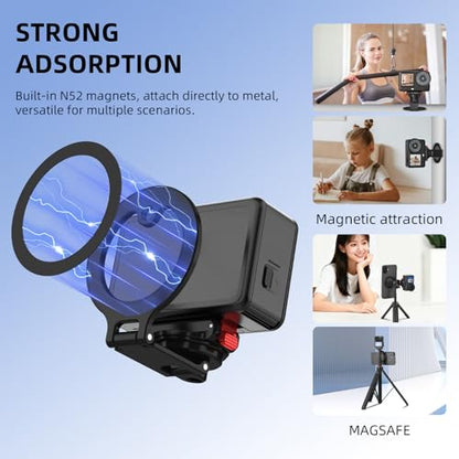 BRDRC Action 6 Magnetic Stand Base, Aluminum Alloy Quick Release Adapter for DJI Osmo Nano, for MagSafe iPhone Desktop Mount Table Holder with 360° Adjustable & 1/4” Screw Hole Tripod Accessories