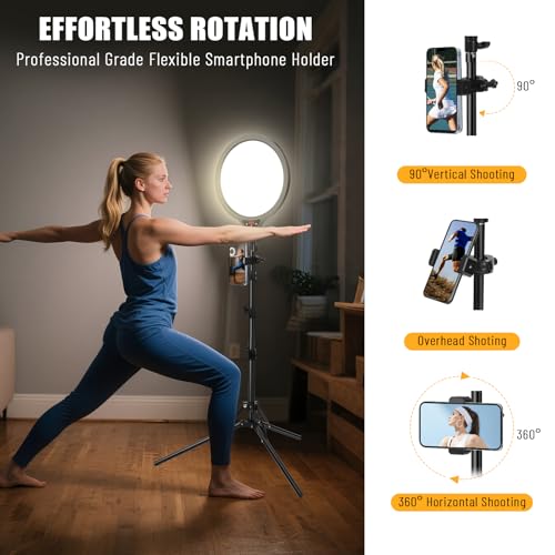 Ring Light with Stand, 14" Professional Ring Light Tripod for iPhone, Adjustable Height for Video Recording Photography Live Streaming Content Creation TikTok YouTube, Black - size: 14inch Black