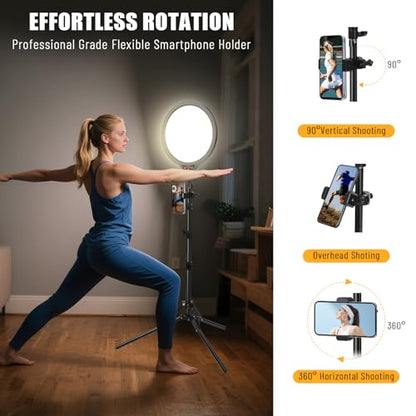 Ring Light with Stand, 14" Professional Ring Light Tripod for iPhone, Adjustable Height for Video Recording Photography Live Streaming Content Creation TikTok YouTube, Black - size: 14inch Black
