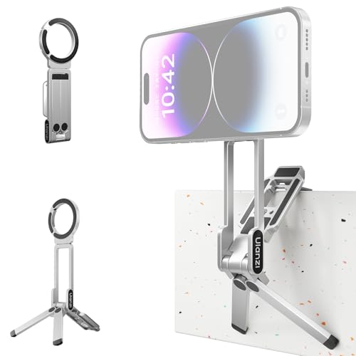 ULANZI Magnetic Phone Tripod for iPhone, MA38 Portable Phone Holder Mini Tripod for Magsafe with Double-Sided 1/4'' Screw Arca Uka Port Foldable Hook for iPhone 17/16/15/14/13/12, Travel Vlog Silver - color: Lunar Silver