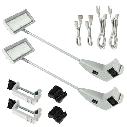 Trade Show Lights LED Display and Exhibit Arm Lighting, Connectable Tradeshow Lights Included Clamps, Mounting Brackets, Power Cables, Connect Cables (2pcs Grey) - color: Gray