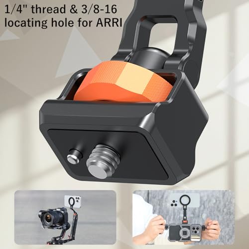 VRIG MG-29 Phone Tripod Mount for MagSafe, Aluminum Magnetic Tripods Phone Mount Adapter with 1/4” Screw Thread & 3/8" for Magsafe Phone Adapter Compatible with iPhone 17 16 15 14 13 12 Series - size: MG-29