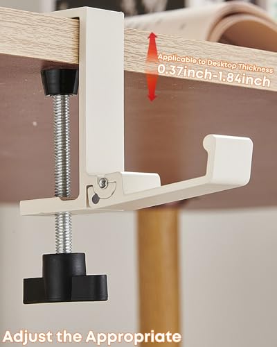 Aluminum Alloy Foldable Headphone Stand for Desk , Headphone Holder - Headset Stand Hook Mount, PC Gaming Headset Holder Under Desk Clamp for Office, Computer, Student Class Table, Handmade Table - color: Milky White