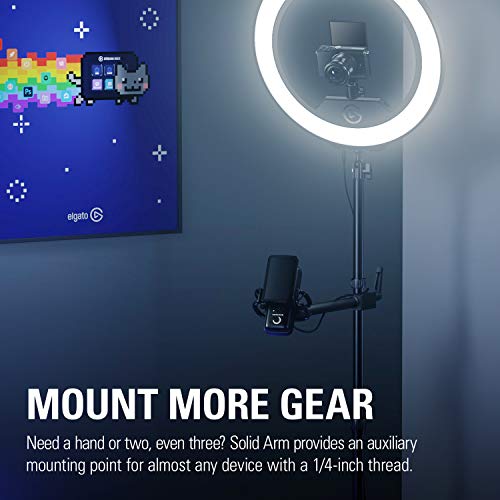 Elgato Solid Arm, Holding Arm with Padded Clamp | Clamps horizontally onto Master Mount, Ball head with 1/4-inch screw, Steel and hard composite build - style: Solid Arm