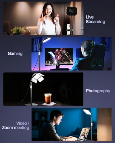 EMART Zoom Meetings Streaming Light for Desk with Flexible Gooseneck, Desktop Video Conferencing Calls Selfie Key Light, Recording Keylight Continuous Output Lighting for Laptop Computer Webcam