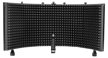 Rockville ROCKSHIELD 3 Large Studio Mic Isolation Shield, Sound Dampening | Acoustic Foam, 5-Panel, Stand Mountable, Desktop Use, Steel Frame, Foldable, Vented Back Plate, 5/8 Adapter, Tripod Base