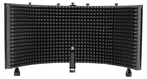 Rockville ROCKSHIELD 3 Large Studio Mic Isolation Shield, Sound Dampening | Acoustic Foam, 5-Panel, Stand Mountable, Desktop Use, Steel Frame, Foldable, Vented Back Plate, 5/8 Adapter, Tripod Base