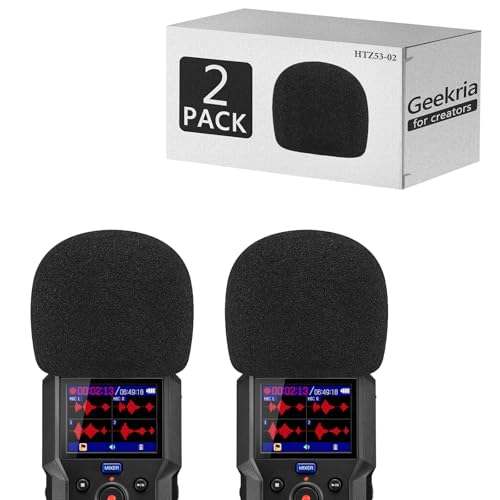 Geekria for Creators Foam Windscreen Compatible with Zoom H4 Essential Handy Recorder, Mic Wind Cover, Sponge Foam Filter, Portable Digital Recorder (Black / 2 Pack) - size: H4 essential