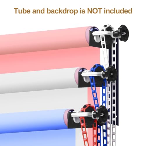 EMART Photography Backdrop Wall Mount 3 Roller Support System with 2 x Tri-fold Hooks, 6 x Expand Bar, 3 x Chain, Manual Photo Background Holder, Ceiling Mounted for Studio Live Streaming Game Video - size: 3 chains