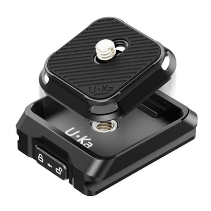 ULANZI UKA01 Camera Quick Release Plate, Tripod Mount Adapter Camera Quick Release Kit w 1/4''-3/8" Screw for Gimbals, Sliders, DSLR, Tripods DJI Sony& 38mm Arca-Swiss Max Load 20kg (Base & Plate)