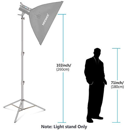 NEEWER 102"/2.6m Stainless Steel Light Stand, Spring Cushioned Heavy Duty Photography Tripod with 1/4” to 3/8” Universal Screw Adapter for Strobe, LED Video Lighting, Ringlight, Monolight, Softbox - style: ST-260SS