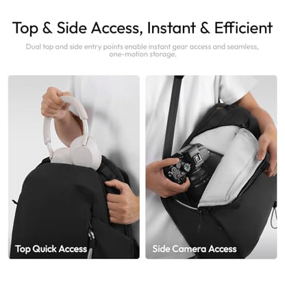 ULANZI YY038 Travel Camera Backpack 22L for Mirrorless DSLR | 16-inch Laptop Compartment, Anti-Theft Water-Resistant Photography Bag with Tripod Holder, Compatible with Sony Canon (Black) - size: YY038: 18.25 x 13 x 9.5