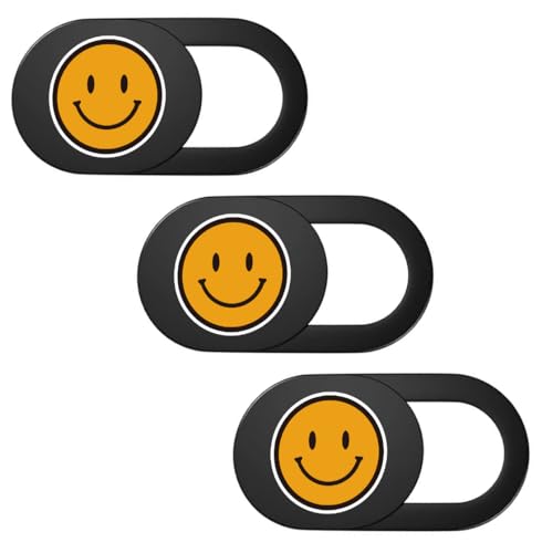 SIREG Webcam Cover Ultra Thin - Web Camera Cover fits Laptop,Tablet,PC,Computer, Smartphone, Protect Your Privacy and Security,Strong Adhesive (Smile-Black & 3 Pack) - color: Smile-Black & 3 pack