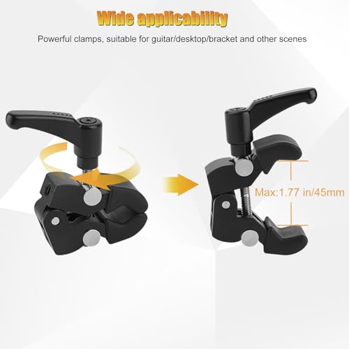 Guitar Phone Holder Mount, Universal Phone Holder for Guitar Bass Ukulele, 360° Ballhead Magic Arm Super Clamp Guitar Camera Clamp Mount Clip for iPhone Samsung All Smartphones