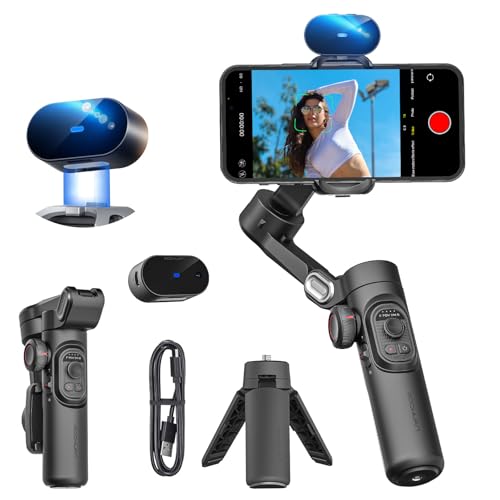 AOCHUAN XE AI Version,Gimbal Stabilizer for Smartphone,NO APP AI Tracking, Gesture Control,360°Inception Gimbal with TikTok YouTube,3-Axis Foldable Handheld Tripod for iPhone& Android,Black - style: Smart XE AI