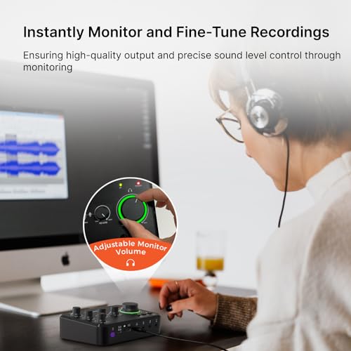 NearStream Audio Interface for Recording, Streaming, Podcasting, Rechargeable Audio Mixer with Pro-preamp, 8 Channel, XLR, 48V Phantom Power, Line & DI Inputs, Bluetooth, for PC & Smartphone (AMIX20B)