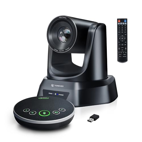 TONGVEO AI Auto-Tracking PTZ Conference Camera System with Bluetooth Microphones, 3X Optical Zoom USB3.0 1080P 60fps, 93° Wide-Angle All-in-One Video Conference Solution for Church & Office