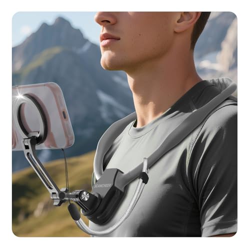 【2026 Extended Long】 Magnetic Neck Mount for Phones, 27.6" Hands-Free POV/Vlog Phone Holder for iPhone 17–12 & Android,Content Creator Essentials for Go Pro DJI, Comfortable Natural - color: Dark Gray
