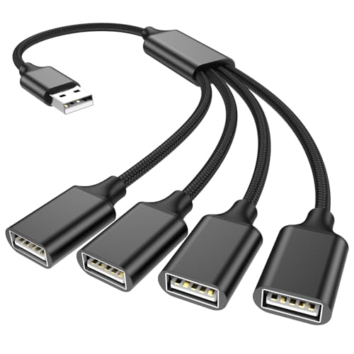 USB Splitter 1 in 4 Out, USB Y Cable, 1Ft/ 30cm A Male to 4 Female Extension Cord for TV/PC/Laptop/MacBook/Keyboard/ PS4/ PS5/ Flash Drive/Laptop/LED Etc. - style: 1FT/0.3M