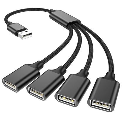 USB Splitter 1 in 4 Out, USB Y Cable, 1Ft/ 30cm A Male to 4 Female Extension Cord for TV/PC/Laptop/MacBook/Keyboard/ PS4/ PS5/ Flash Drive/Laptop/LED Etc. - style: 1FT/0.3M