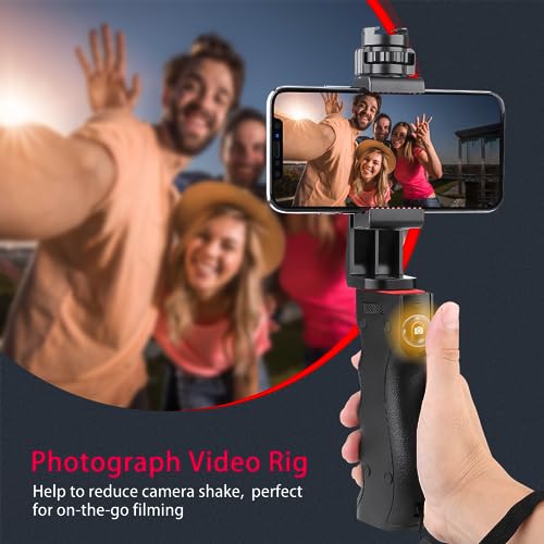 Zeadio Wireless Smartphone Stabilizer, Vlogging Video Handle Grip, with Clamp Mount and Remote Shutter for iPhone and Android Phone and Other Smartphone