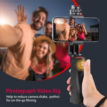 Zeadio Wireless Smartphone Stabilizer, Vlogging Video Handle Grip, with Clamp Mount and Remote Shutter for iPhone and Android Phone and Other Smartphone