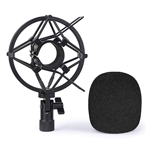 SUNMON Q2U Microphone Shock Mount Holder with Foam Windscreen for Absorbe Vibration and Noise, Pop Filter Suitable for Samson Q2U USB/XLR Dynamic Mic - color: Shock Mount with Foam Windscreen