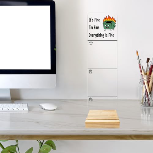Monitor Memo Board Computer Monitor Memo Board Everything is Fine Sign Funny Office Desk Accessories Acrylic for Computer Monitors No Screen Damage 12.6X 3.15 x 0.2 inches - style: Fine