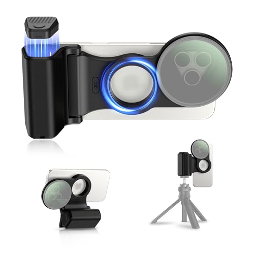 JJC 67mm Magnetic Filter Adapter with Phone Camera Grip Kit, Compatible with iPhone 16 Pro Max 15 Pro Max 14 Pro Max, with Remote Control & 1/4” Tripod Screw for Vlogging Video Recording Filmmaking - color: Filter Mount Grip - iPhone 14-16 Pro Max Series