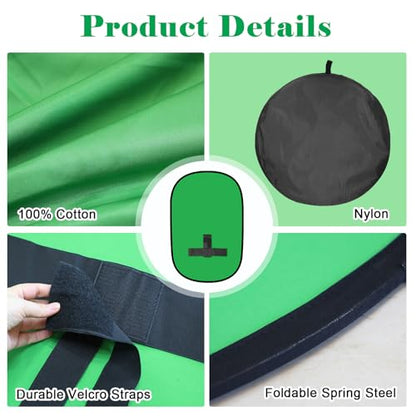 Green Screen Backdrop, 58in Portable Green Screen Chair with Stand Double Sided Foldable Green Background, Chroma Key, for Photography Streaming Gaming Photo Zoom Video Chats and Meeting - color: Green