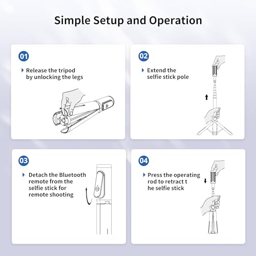 ATUMTEK Selfie Stick Tripod, 3-in-1 Extendable Aluminum Phone Tripod with Detachable Bluetooth Remote, Compatible with iPhone 17/16/15/14/13/12/11/11 Pro/XS Max/XR and Samsung Smartphones, Red - color: Red