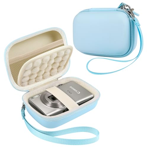 Leayjeen Hard EVA Camera Case Compatible with Canon PowerShot ELPH/IXUS, Kodak Pixpro FZ55/FZ45, Nikon Coolpix, Small Digital Camera, Shockproof Protective Camera Bag with Hand Strap-Blue(Case Only) - color: Blue