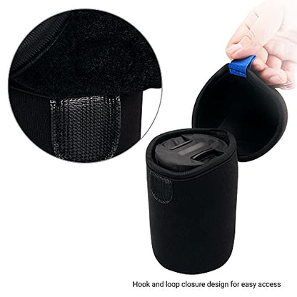 JJC Water Resistant Neoprene Camera Lens Pouch Case, Fold-Over Lens Bag for Mirrorless Lenses Up to 3.1 x 4.6 (D X H) for Canon RF 85mm f/2, Nikon Nikkor Z 85mm f/1.8, Sigma 16mm f/1.4 etc. - size: 3.1 x 4.6"