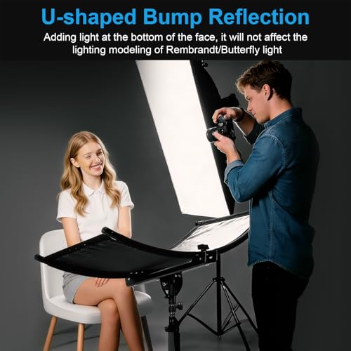 FOMITO Light Reflector 70"x25.6"/178x65cm Arclight Curved Eyelighter Lighting Diffuser for Photography Stuido Filming Shooting, Black/White/Gold/Silver