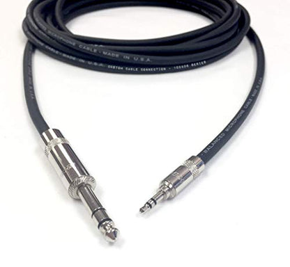 Custom Cable Connection 1 Foot Pro Audio 1/4 inch (6.35mm) TRS to 1/8 inch (3.5mm) TRS Balanced Cable - size: 1 Foot