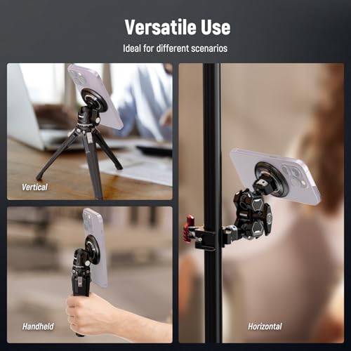 Neewer Magnetic Phone Tripod Mount Adapter with Adhesive Magnetic Ring 2 Pack Compatible with MagSafe iPhone 16 15 Pro Max Plus 14 13 12, 1/4" Thread for Video Recording Selfie Stick Ring Light, PA010 - style: PA010(2 Pack) w/Magnetic Ring