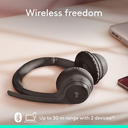Logitech Zone 301 Wireless Bluetooth Headset with Noise-Canceling Microphone, Compatible with Windows, Mac, Chrome, Linux, iOS, iPadOS, Android – Graphite - color: Graphite