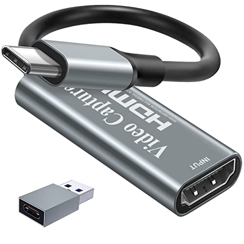 Papeaso Video Capture Card, Video Recording Card Wonderful 4K HDMI to 1080P USB C for Gaming Streaming TV Recorder, for Windows Mac OS System with USB C Adapter to Adjust PS4, Switch, Xbox1 - color: silver