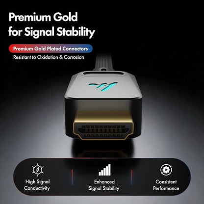 LED HDMI Cable V2.1 with Ethernet,8k@60Hz,4K@120Hz UHD Resolution,9.9 Feet Braided, 48 Gbps Transfer Ultra high Speed,HDR/HDR10/Dolby Vision,Dolby Atmos and DTS:X,Compatible All HDMI Devices - color: Black, size: 9.9 Feet